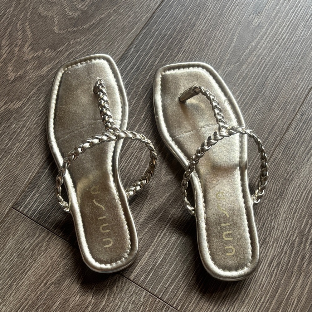 Unisa Gold Braided Strap Sandals